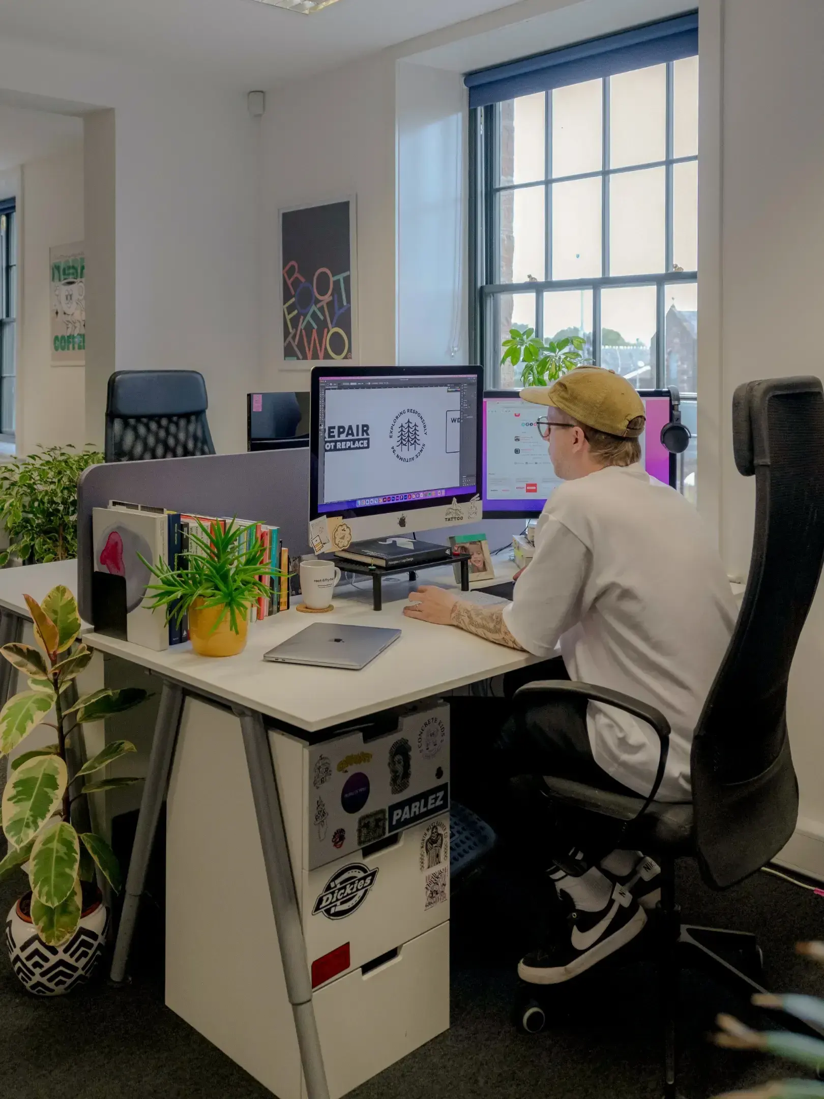 An image of Michael at his desk